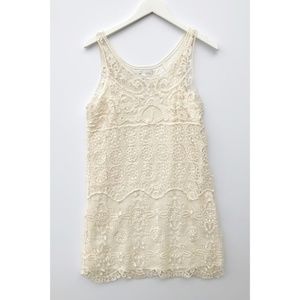 Lauren Conrad cream crocheted shift dress